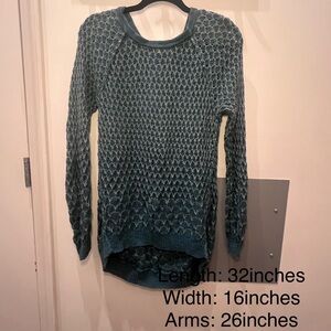 Anthropologie Blue Green Crew Neck Sweater with Loose Knit Design